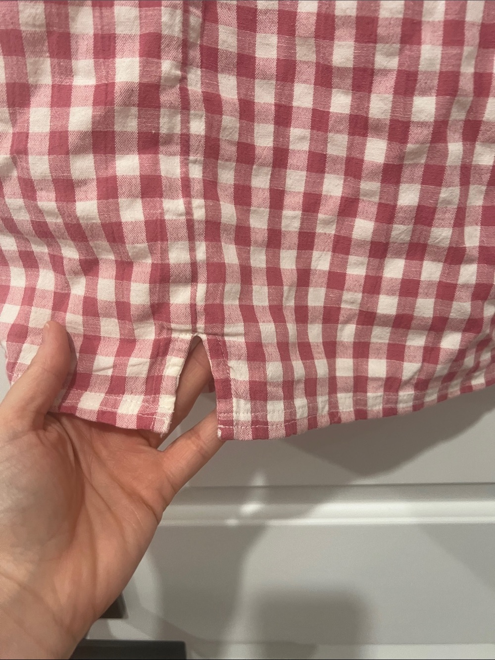 American Eagle Outfitters Pink and White Gingham Mini Skirt Size Medium - Picture 2 of 5
